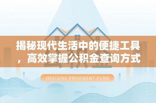 顺昌揭秘现代生活中的便捷工具，高效掌握公积金查询方式