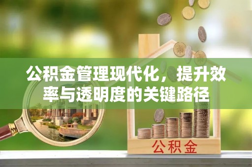 顺昌公积金管理现代化，提升效率与透明度的关键路径